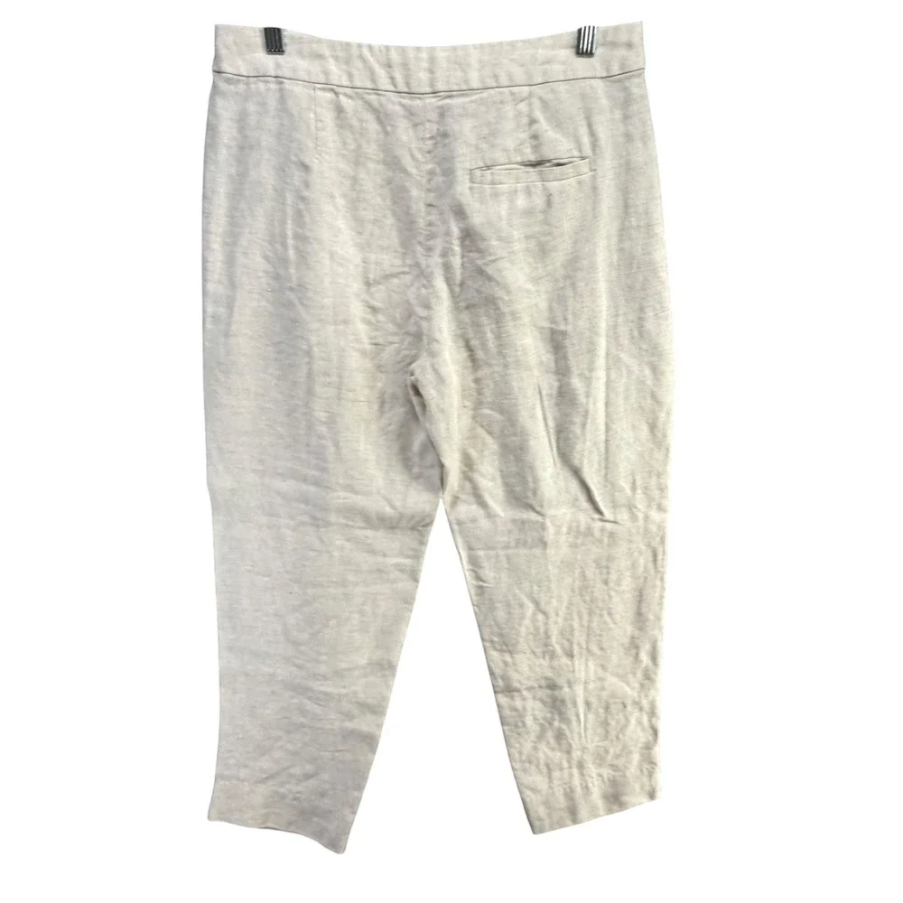 Banana Republic Lina Slim Linen Ankle Pants Womens 6 Beige‎ High Rise Minimalist
